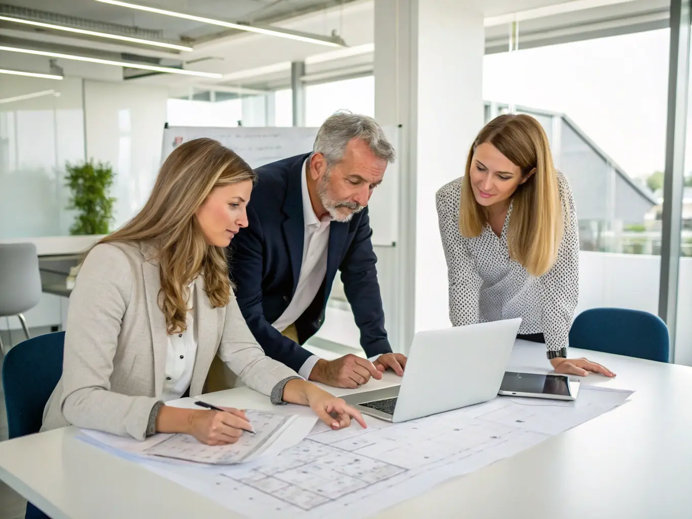 A photograph illustrating clear and effective communication between Ortlieb's project managers and clients during a renovation project meeting.